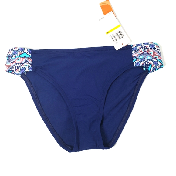 Navy Blue and White Bikini Bottoms Size Medium - Picture 1 of 3